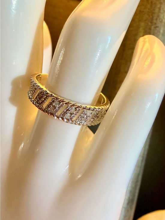 925 Sterling Silver Jewelry - 14K White Gold Over Sterling Silver Diamond Ring 0.060 CTW Sz 9 Vintage Style